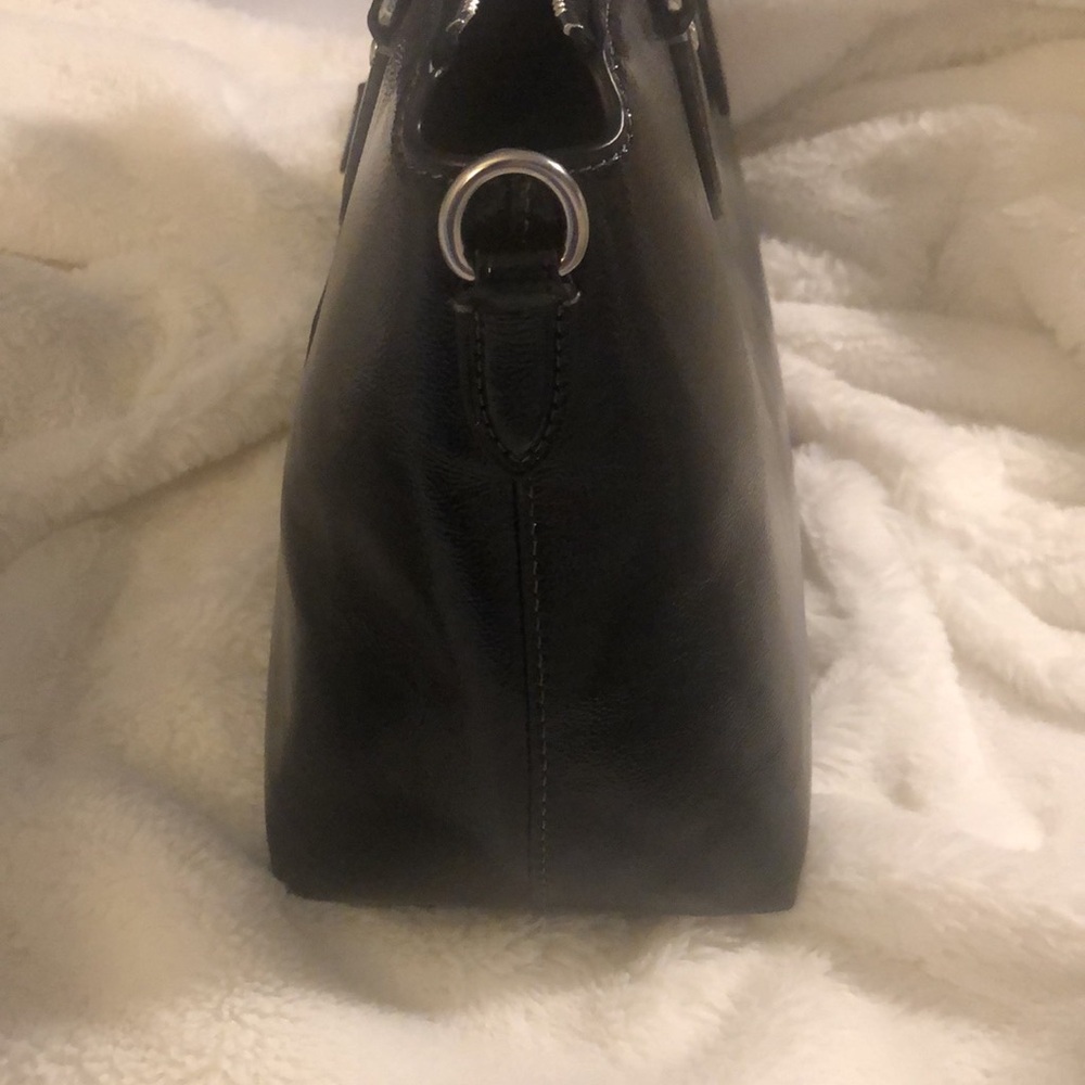 Coach Crinkle Black Patent Georgia Satchel Handbag W/Crossbody Strap - Picture 5 of 7